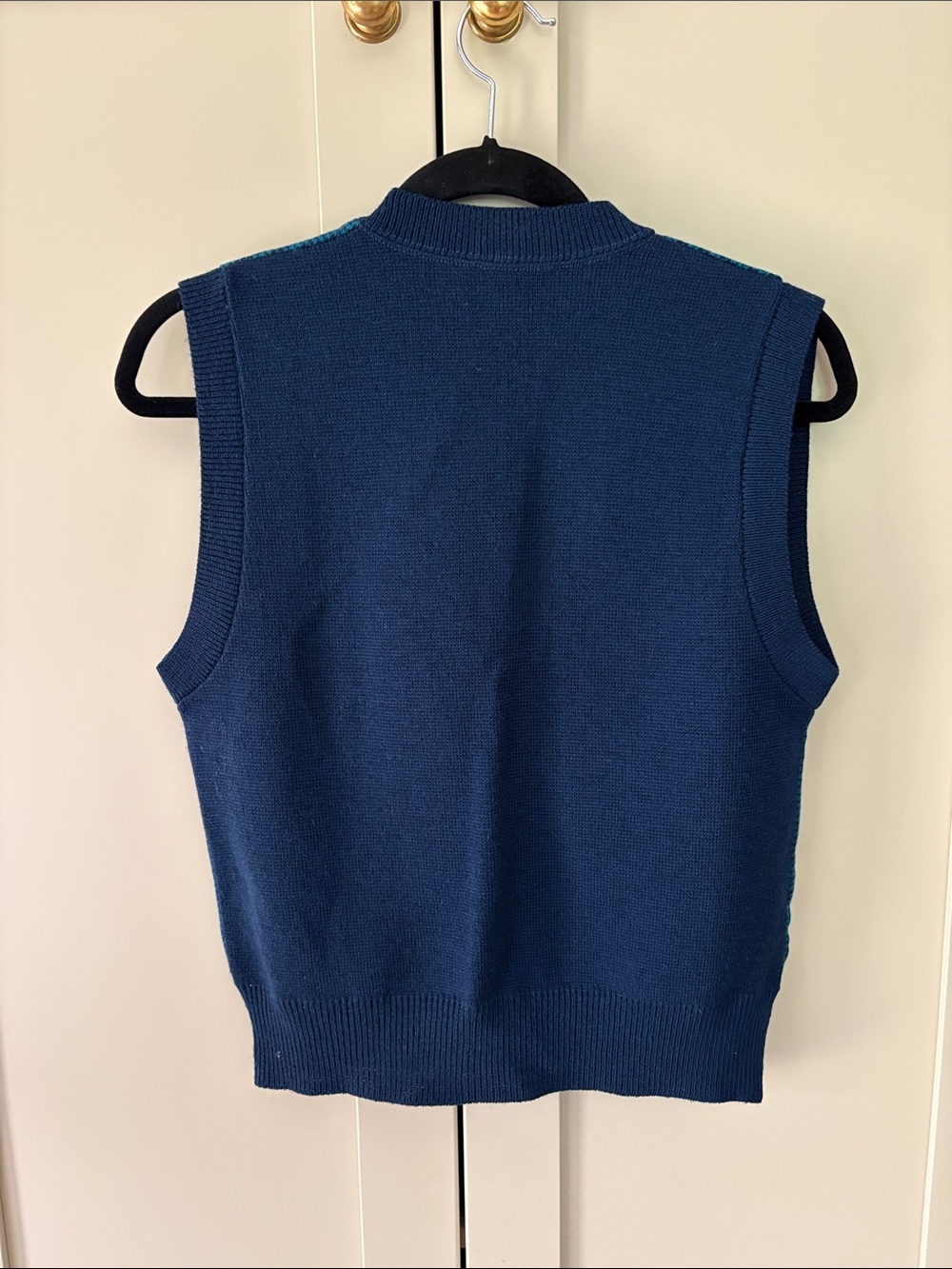 Pendleton Vintage Navy Navy/Turquoise  Blue Houndstooth Check Sweater Vest Sz S - Picture 2 of 8